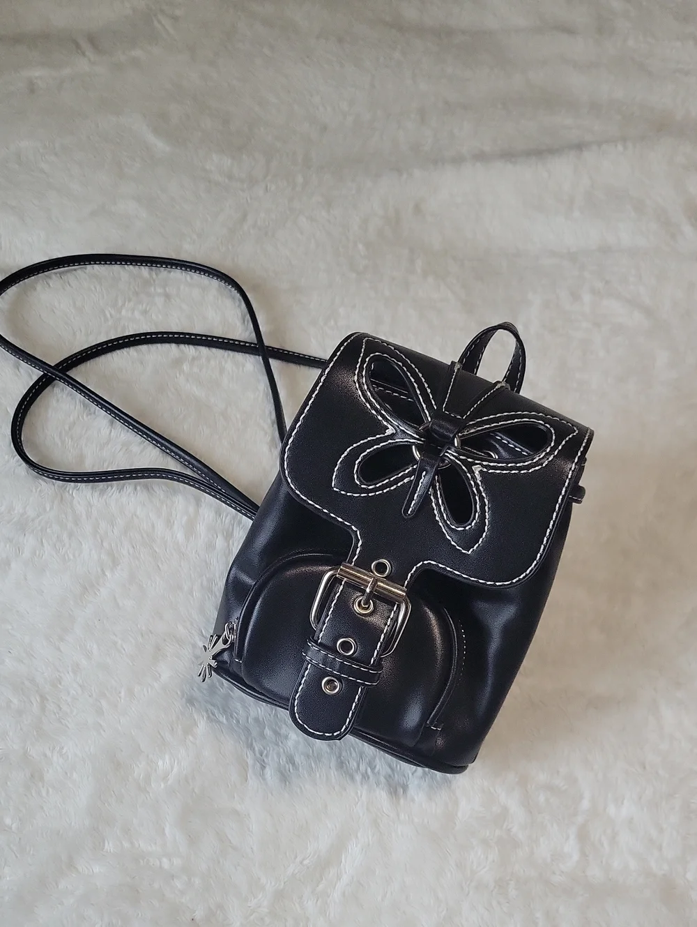 dELiA*S By Dolls Kill Mini Black Faux Leather Backpack with Butterfly Applique